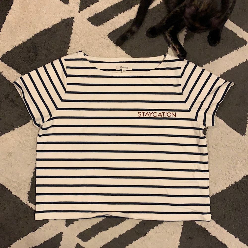 Madewell Boxy Nautical Stripe “Staycation” Tee